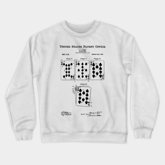 Playing Cards Patent Black Crewneck Sweatshirt by Luve